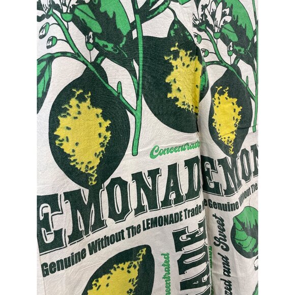 Lemon Flour Sack Overalls OS Jumpsuit Fresh Squeezed Lemonade Beige Cottage NEW - Picture 3 of 7